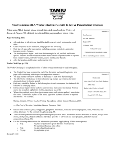 Most Common MLA Works Cited Entries with In