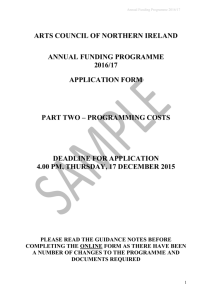 Sample Application Form Part Two - Arts Council of Northern Ireland
