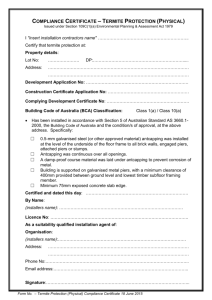 Termite Protection (Physical) compliance certificate template
