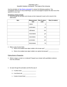 Chemistry Unit 1 Scientific Notation Homework: The Scale of the