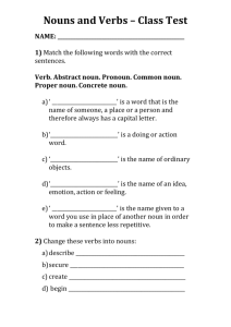 Nouns and Verbs Class Test