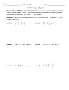 Workbook 1 - Solving Linear Equations