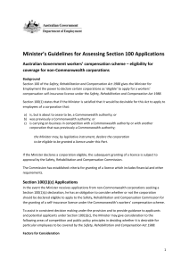 Minister`s Guidelines for Assessing Section 100 Applications
