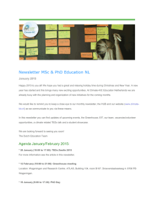 Newsletter MSc & PhD Education NL January 2015 Happy 2015 to