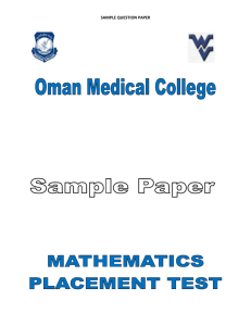Oman Medical College Requirements for the Mathematics