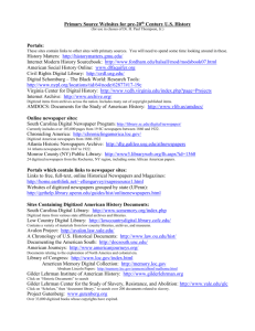 Primary Source Websites for pre-20th Century U.S. History (for use