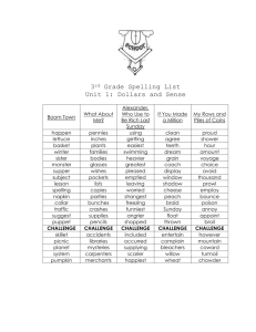 3rd Grade Spelling Lists Units 1-6