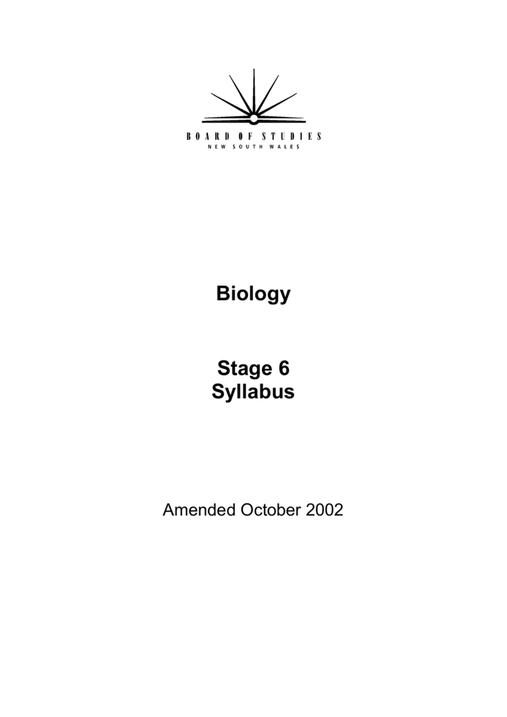 Biology Stage 6 Syllabus