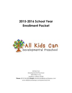 2015-2016 School Year Enrollment Packet