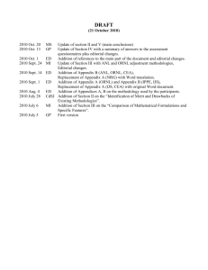 Draft Report on Adjustment Methodologies