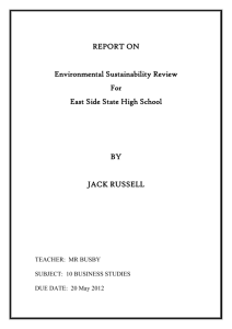 report on - Environmental Sustainability at School