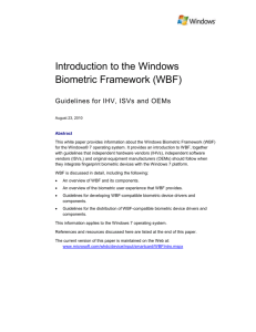 Introduction to the Windows Biometric Framework