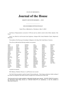Journal of the House - Minnesota House of Representatives