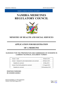 NAM Guideline on CTD submission - Ministry of Health and Social