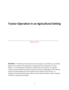 Tractor Operation in an Agricultural Setting