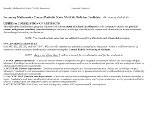 Mathematics Content Portfolio Score Sheet