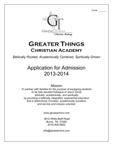 2013-2014 TUITION SCHEDULE - Greater Things Christian Academy