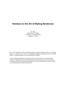 Handout on the Art of Styling Sentences