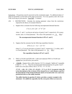 ECON 8010 TEST #2 ANSWER KEY FALL 2014 Instructions: All