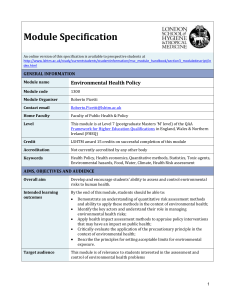 1300 Environmental Health Policy Module Specification