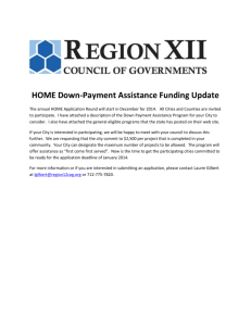 HOME Down-Payment Assistance Funding Update