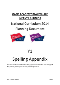 Year 1 Spelling Appendix - Oasis Academy Blakenhale Infants