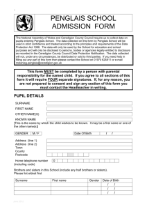 admission form - Ysgol Penglais School