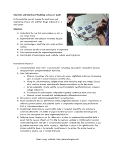 Solar Cells and Solar Panel Workshop Instructors Guide In this