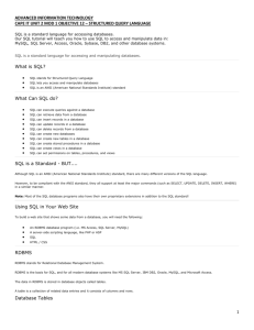 cape it unit 2 mod 1 objective 12 sql from ww 3 sc