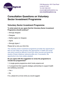 Consultation Questions on Voluntary Sector Investment Programme