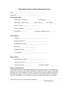 Hydrologic Sciences (HS) Student Information Form
