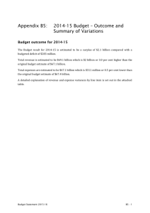 2015-16 Budget Paper No. 1 - Appendix B5: 2014-15