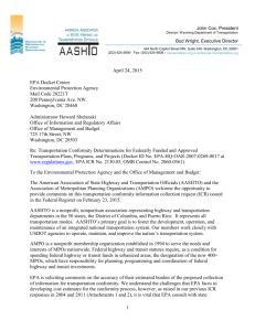 AASHTO-AMPO Response to EPA Conformity ICR 2015