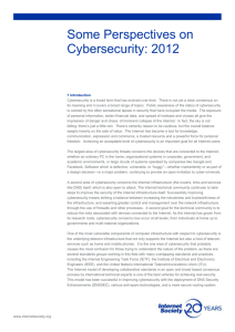 Some Perspectives on Cybersecurity: 2012
