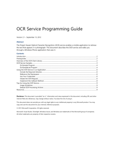 OCR Service Programming Guide