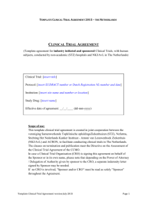 TEMPLATE CLINICAL TRIAL AGREEMENT