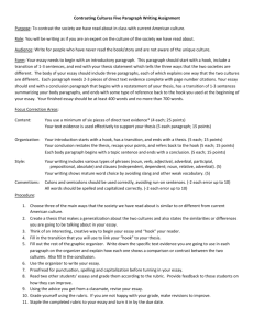 Contrasting Cultures Five Paragraph Assignment Sheet