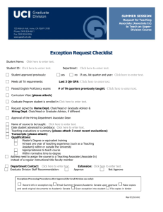 Summer Session Teaching Associate Checklist