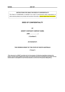 Deed of Confidentiality