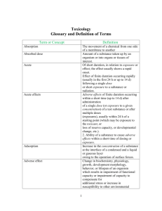 Toxicology Glossary of Terms and Definitions