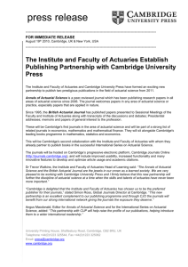 The Institute and Faculty of Actuaries Establish Publishing