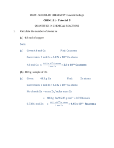 Tut 5 Quantities in Chem Rxns Answers