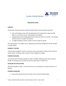 Faculty of Health Studies Research Grant