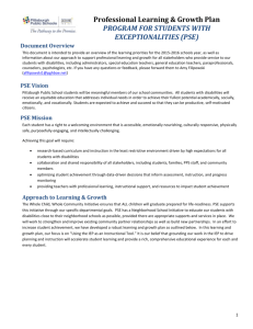 2015-16 PSE Professional Learning Plan for All Stakeholders