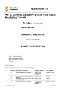 (CSP) Subject Specification Template