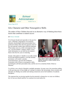 Feature Pages 28-33 Grit, Character and Other Noncognitive Skills