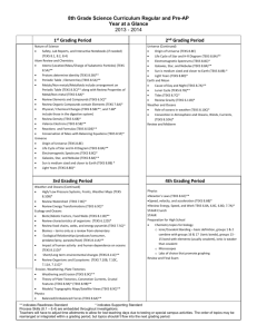 2013-2014 Eighth Grade Pre-AP Science Scope and