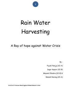 Rain Water Harvesting: Need of the Hour