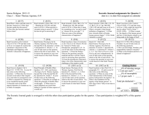 Senior Religion 2012-13 Socratic Journal assignments for Quarter 1