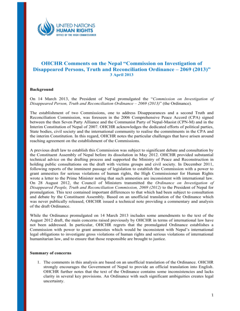 OHCHR Comments On The Nepal